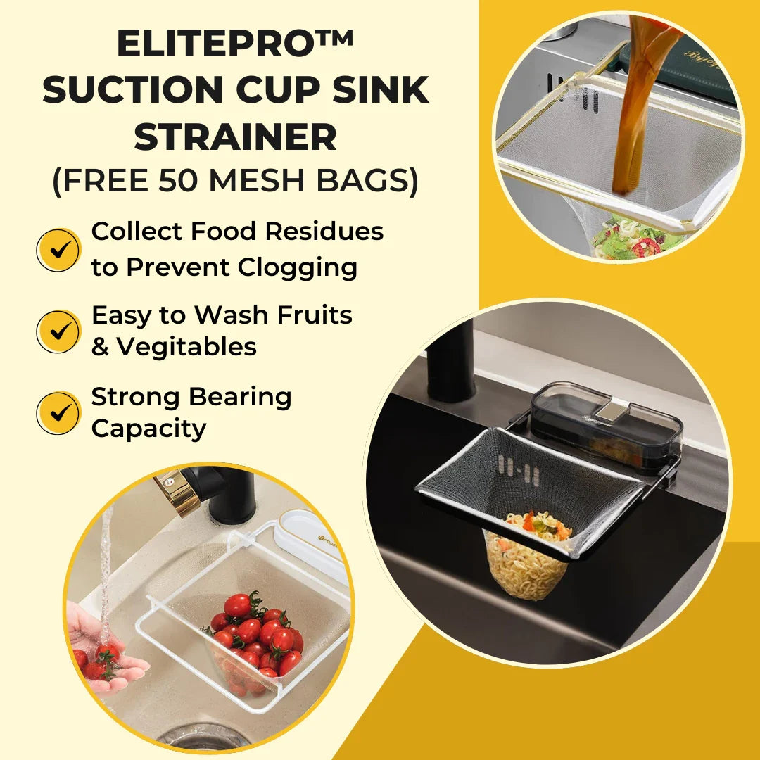 ELITEPRO™ Suction Cup Sink Strainer(Free 50 mesh bags)